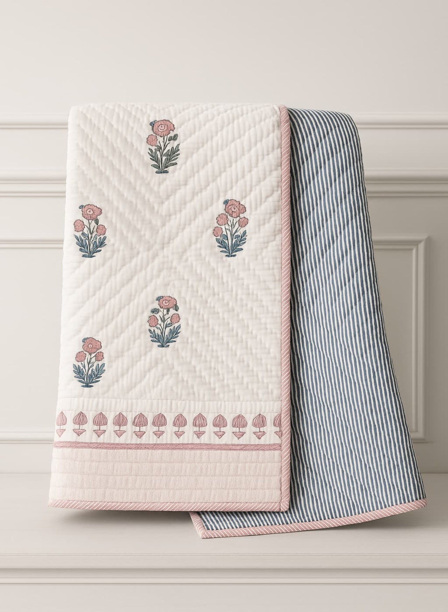 COTTON BLOCK PRINT QUILT