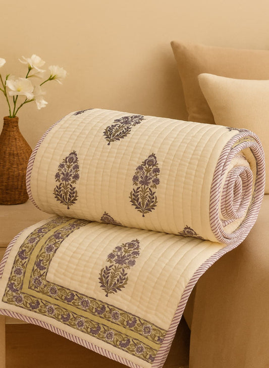 COTTON BLOCK PRINT QUILT