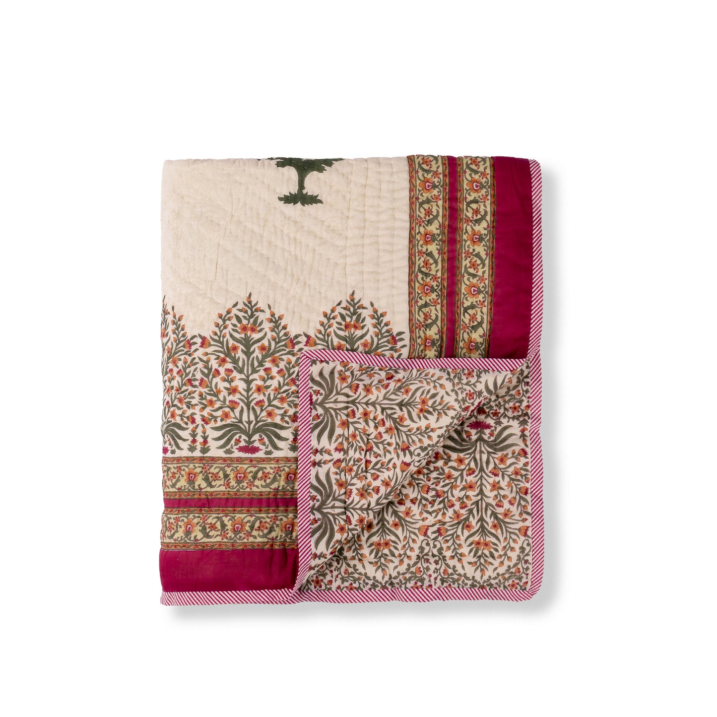 INTRICATE COTTON BLOCK PRINT QUILT