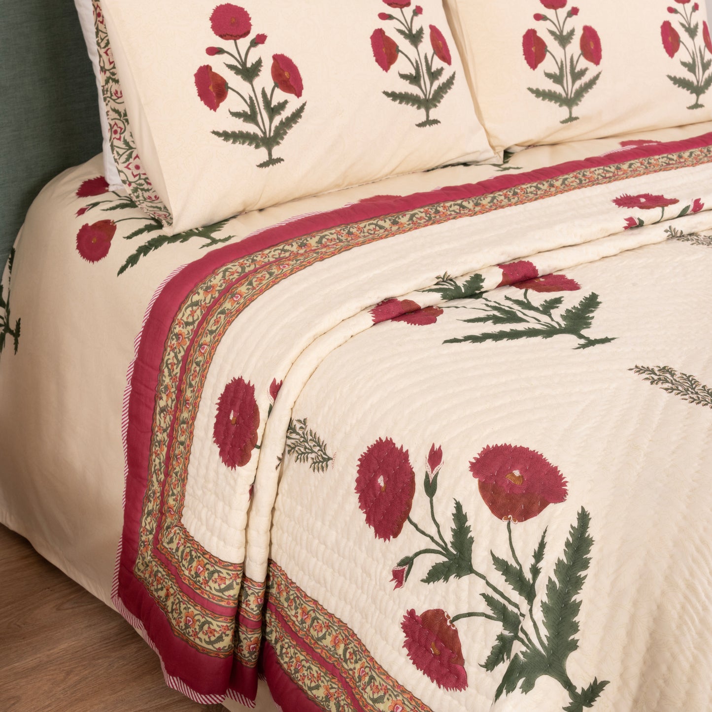 INTRICATE COTTON BLOCK PRINT QUILT
