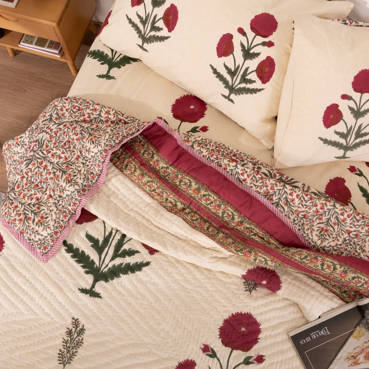 INTRICATE COTTON BLOCK PRINT QUILT