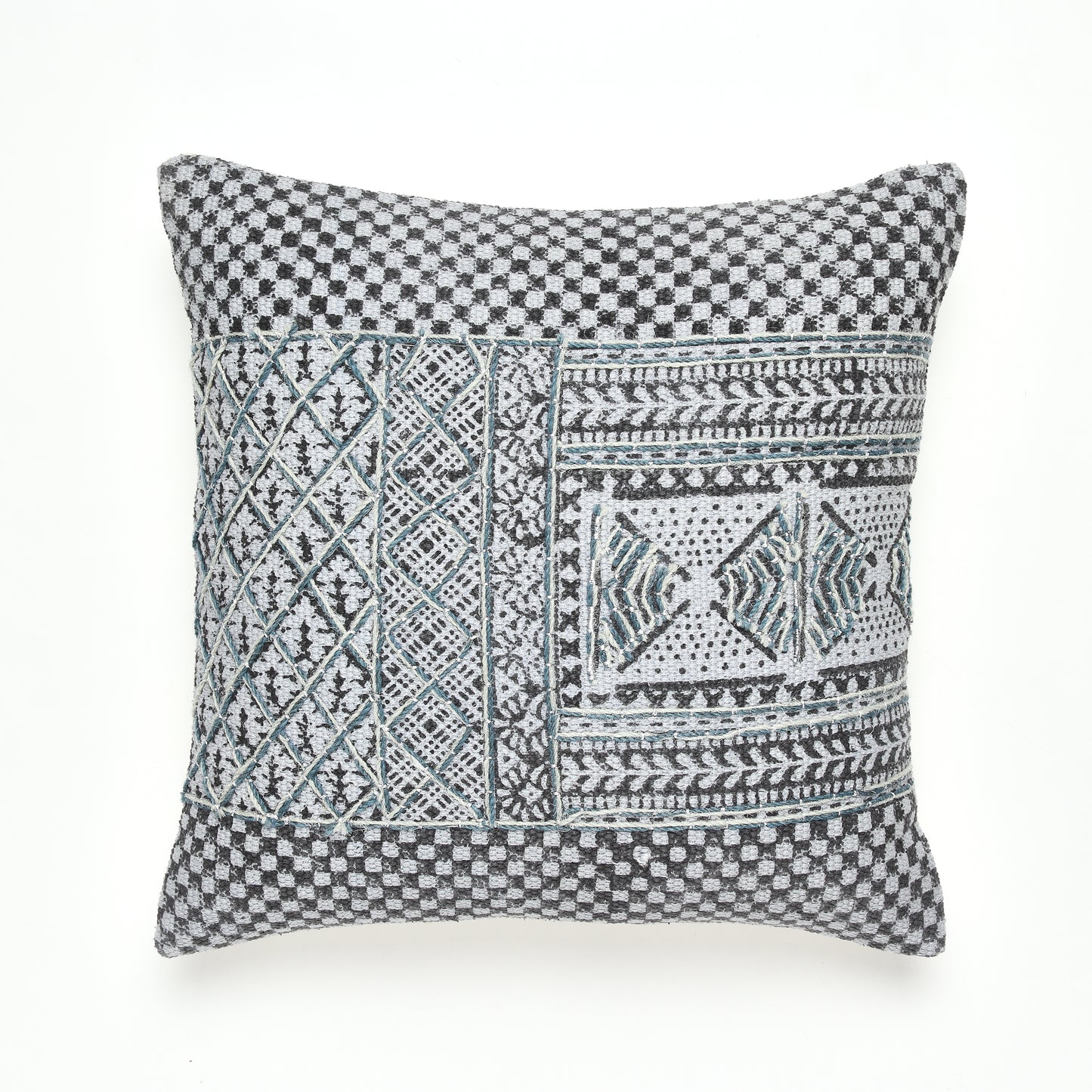 Calm Cotton Printed Cushion Cover With Embroidery | Houmn