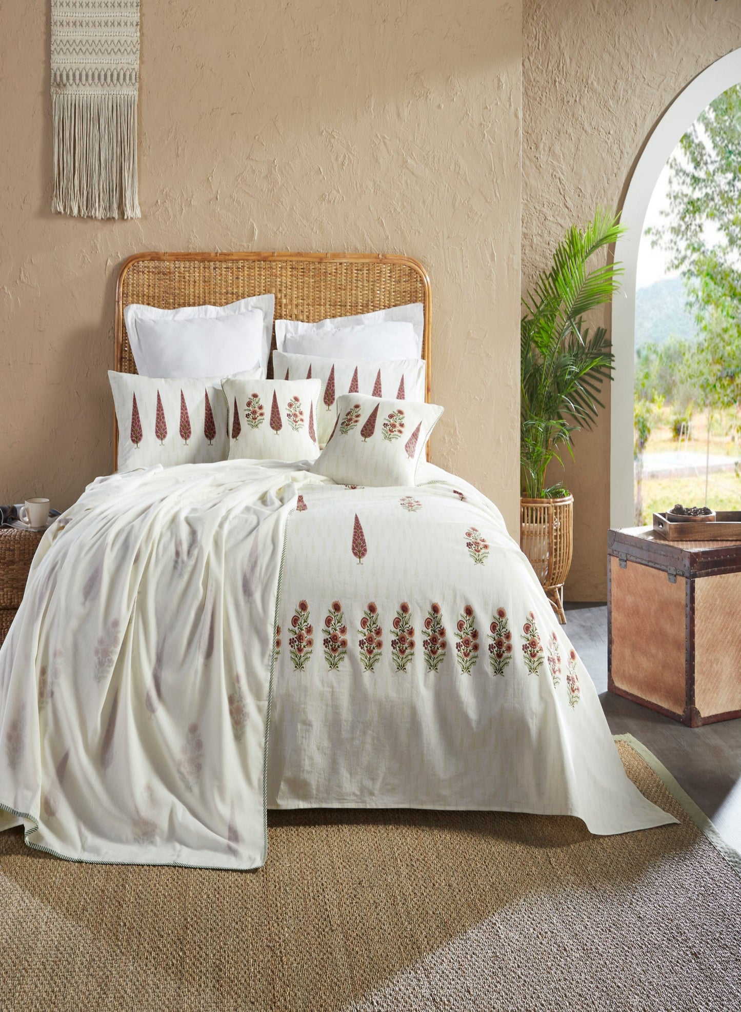 Azalea Block-Printed Bed Sheet Set