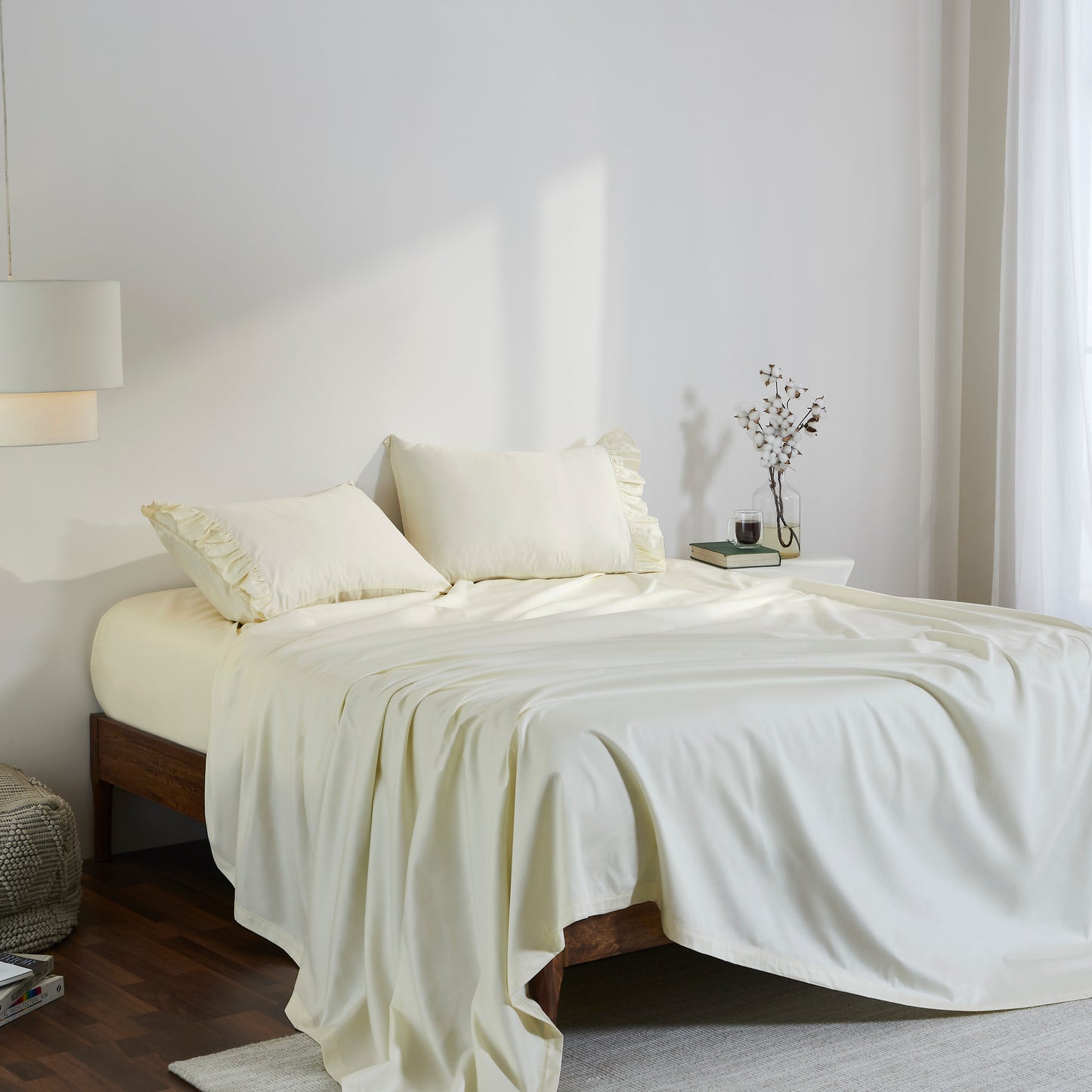 RUFFLE PLAIN BEDSHEET - 400TC