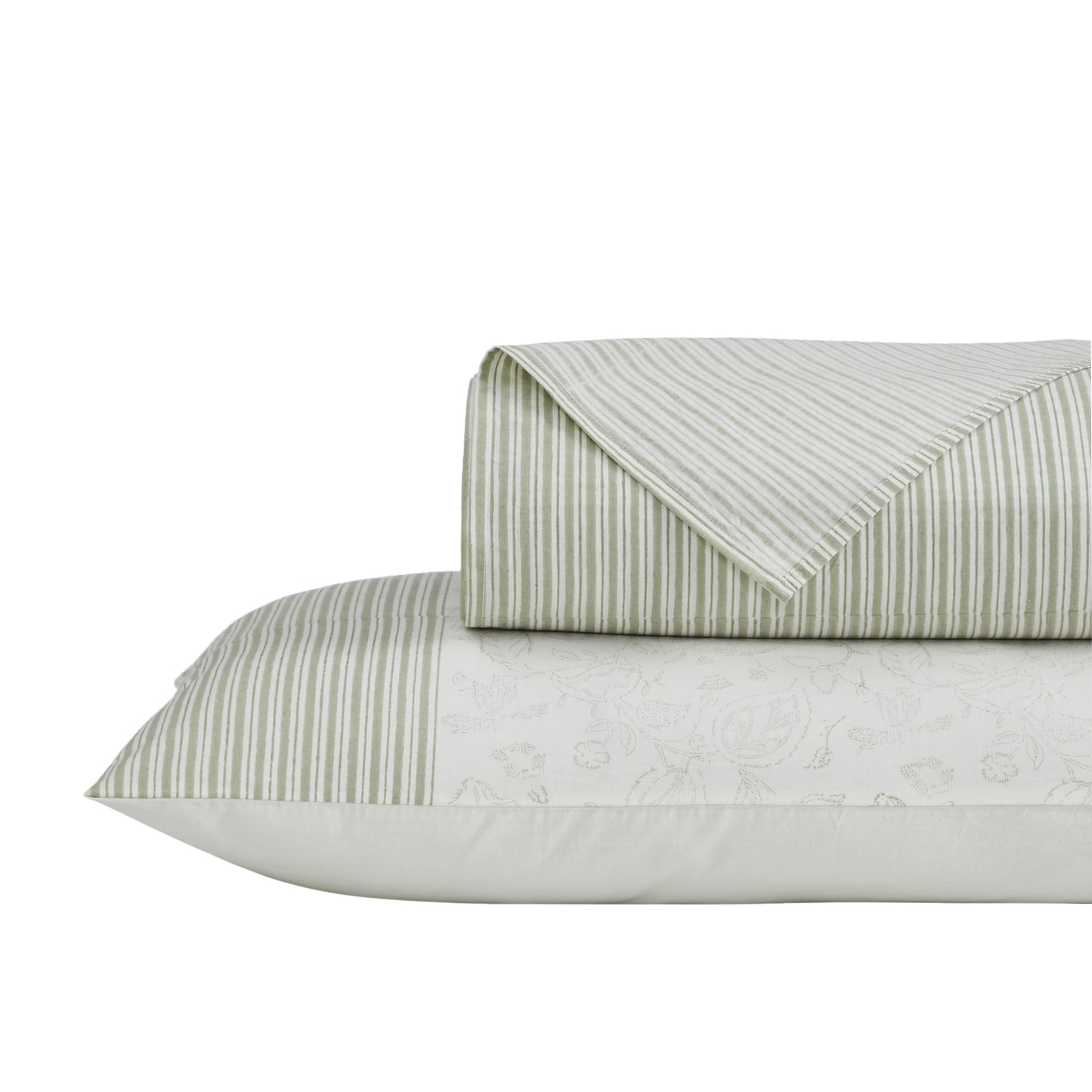 PALM BLOCK PRINTED BEDSHEET SET