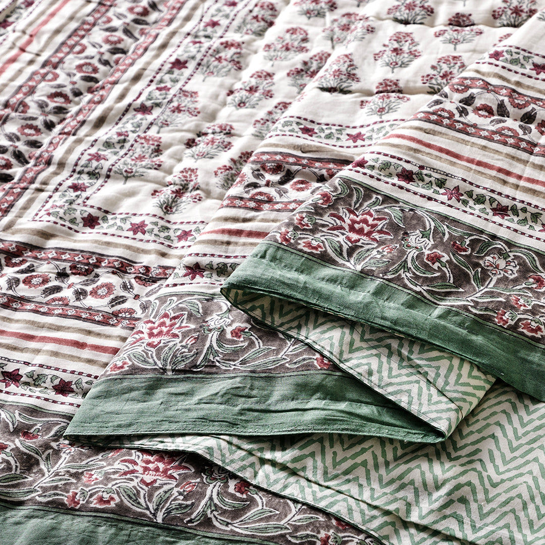 ARADHYA BLOCK PRINT COTTON BEDDING SET (7 PIECE SET)