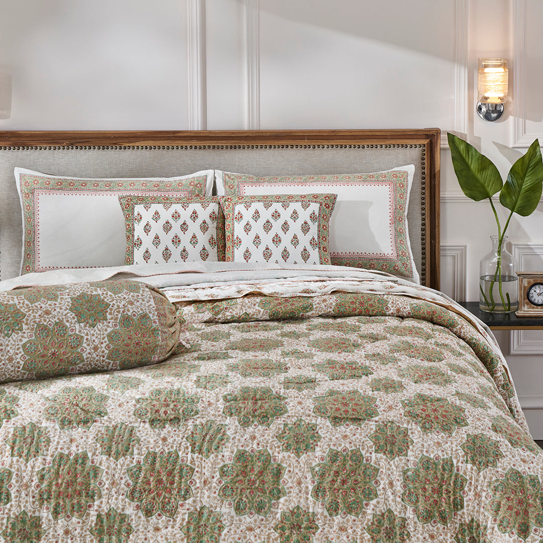 ADHISHREE BLOCK PRINT COTTON BEDDING SET (7 PIECE SET)