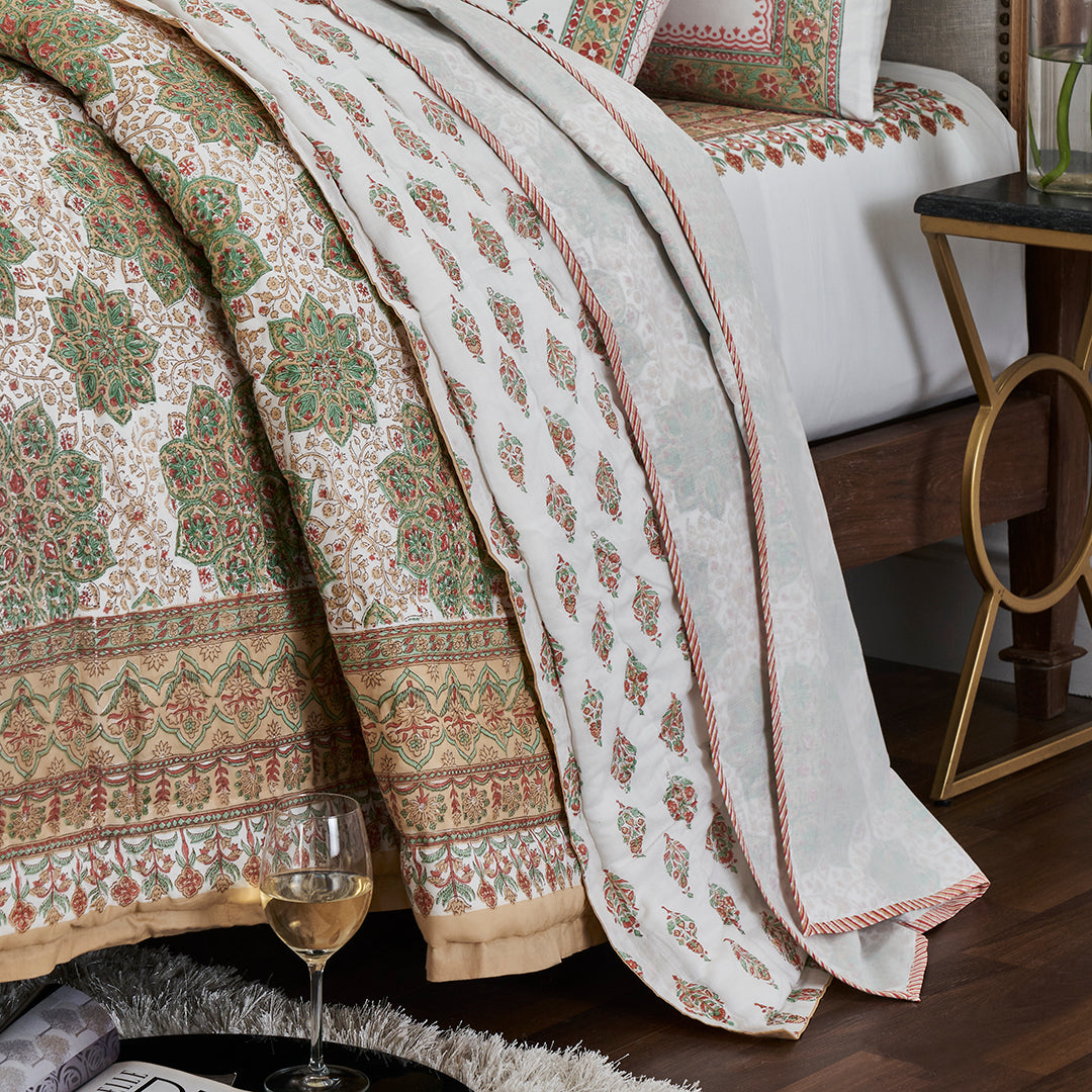 ADHISHREE BLOCK PRINT COTTON BEDDING SET (7 PIECE SET)