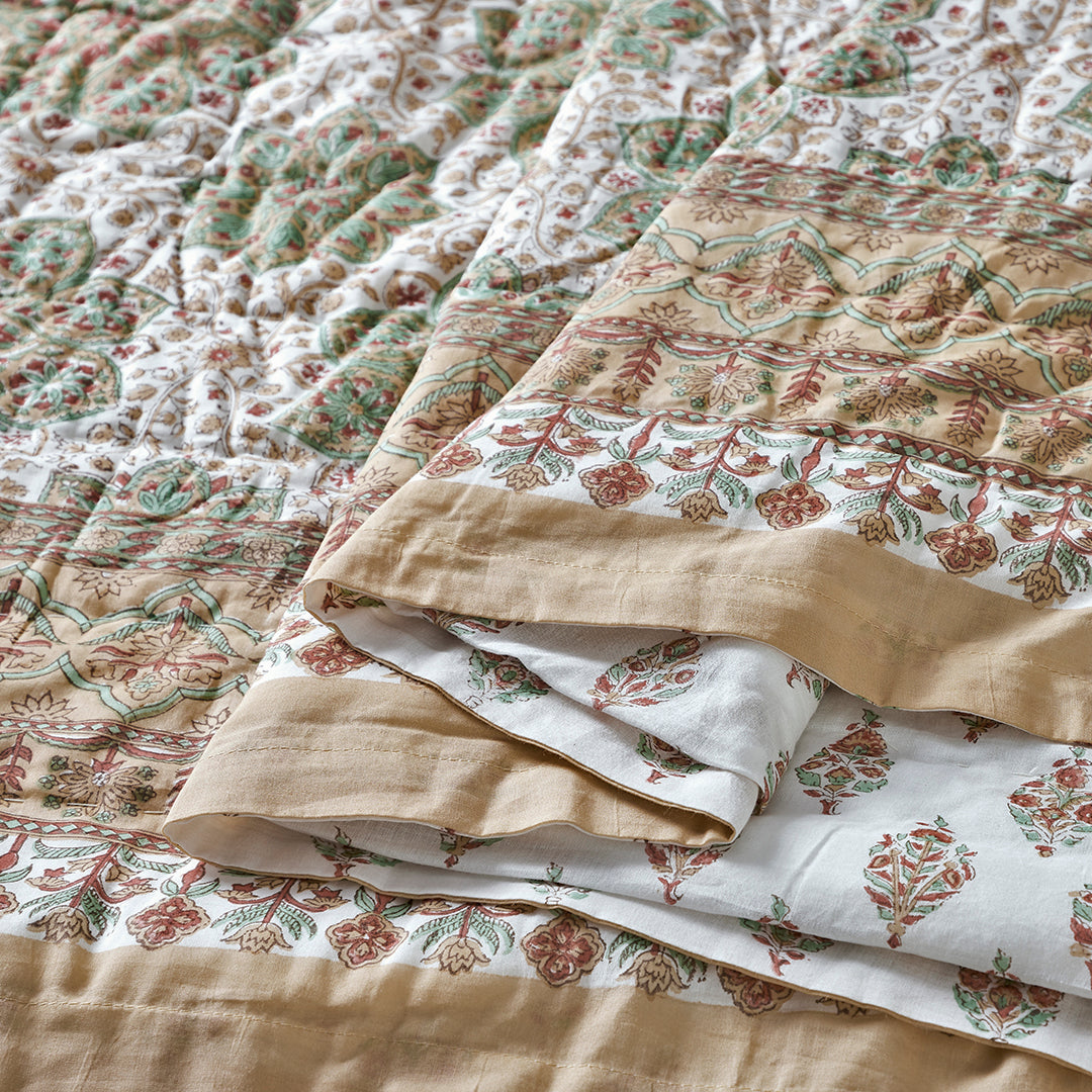 ADHISHREE BLOCK PRINT COTTON BEDDING SET (7 PIECE SET)
