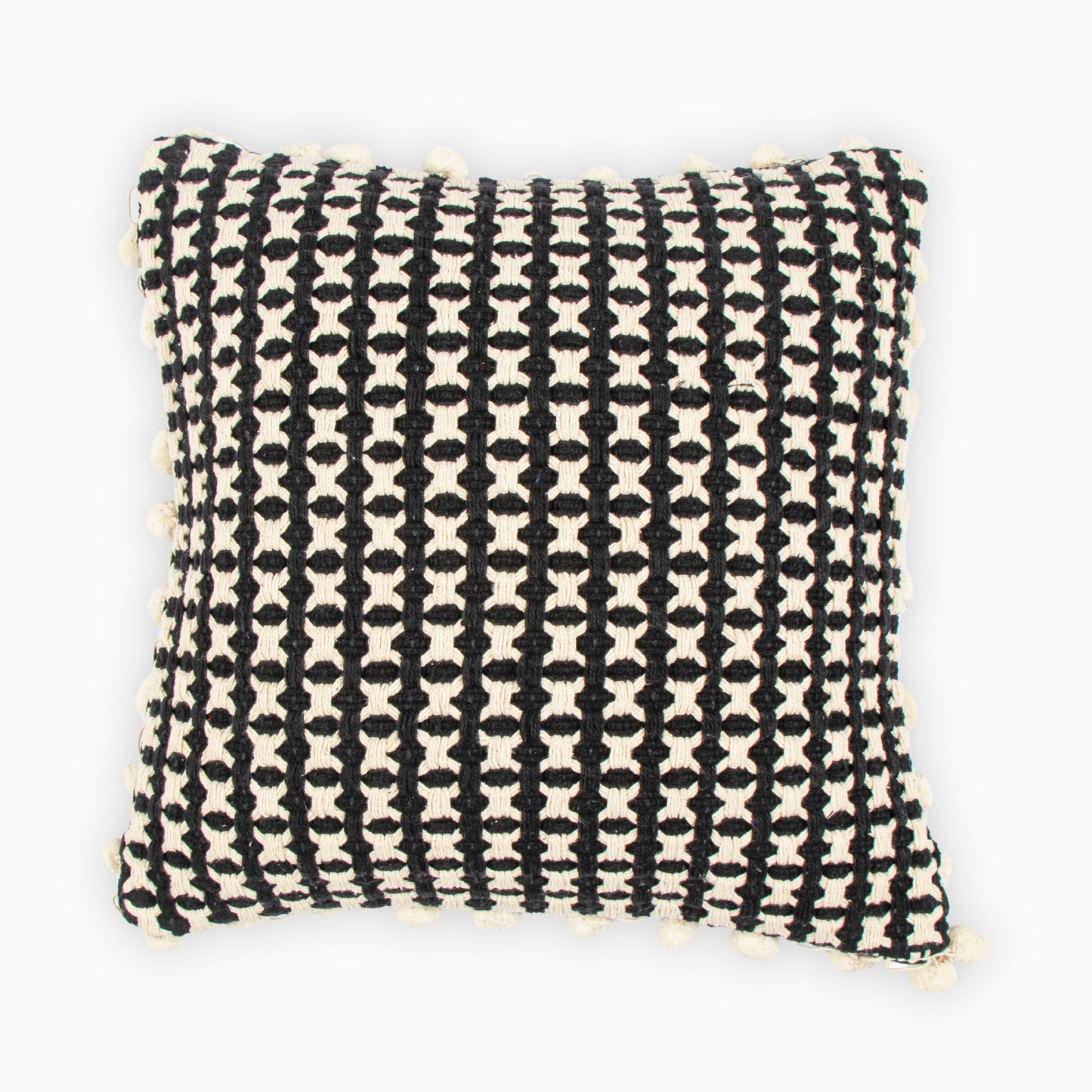 Angela Woven Cushion Cover With Pompom | Houmn