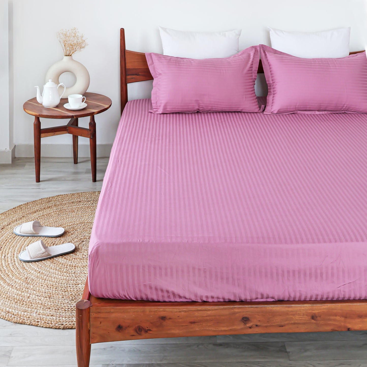 Blush Fitted Bedsheet Set | Houmn