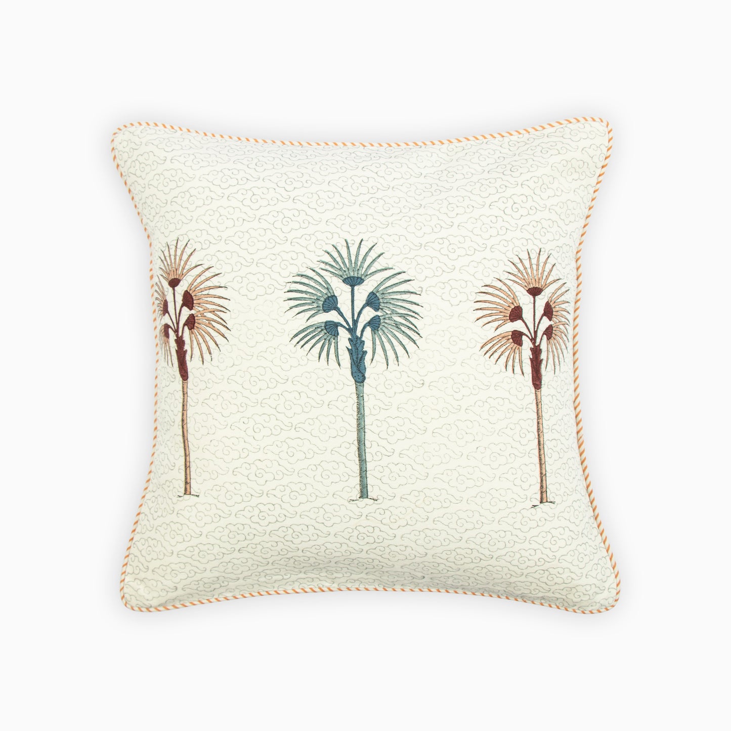 Candle Block Printed Cotton Cushion Cover | Houmn