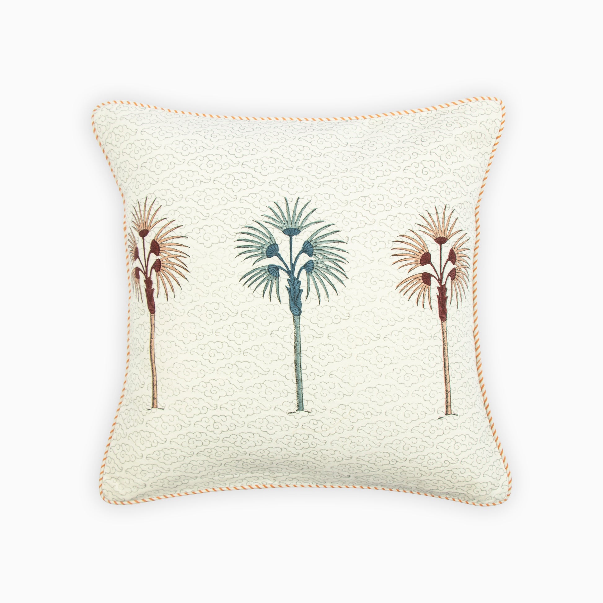 Candle Block Printed Cotton Cushion Cover | Houmn