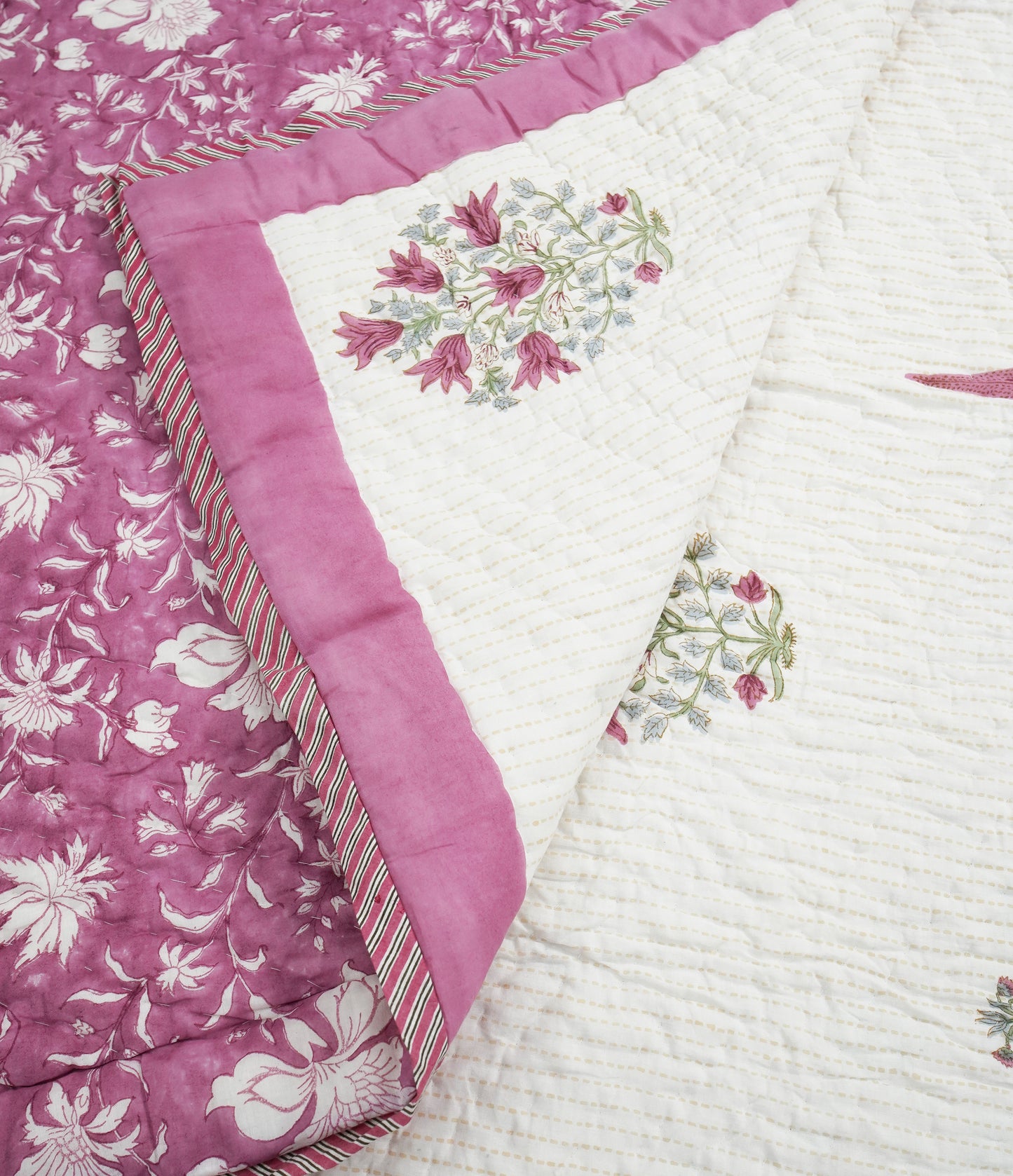 ORCHID DREAM COTTON BLOCK PRINT QUILT