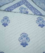 BLUE MEADOW COTTON BLOCK PRINT QUILT