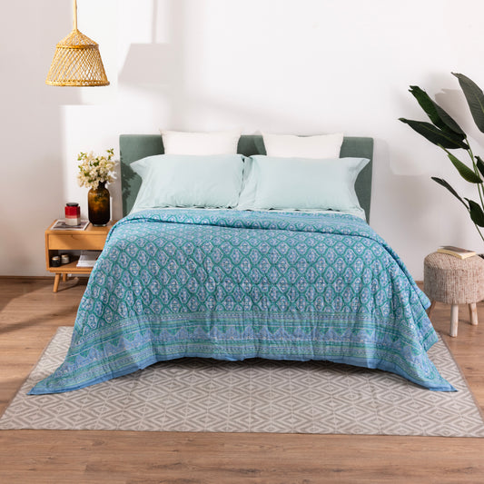 PIQUE COTTON BLOCK PRINT QUILT