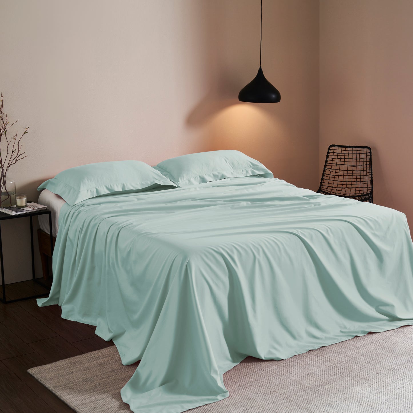 FAGOTING STITCH PLAIN BEDSHEET - 500TC