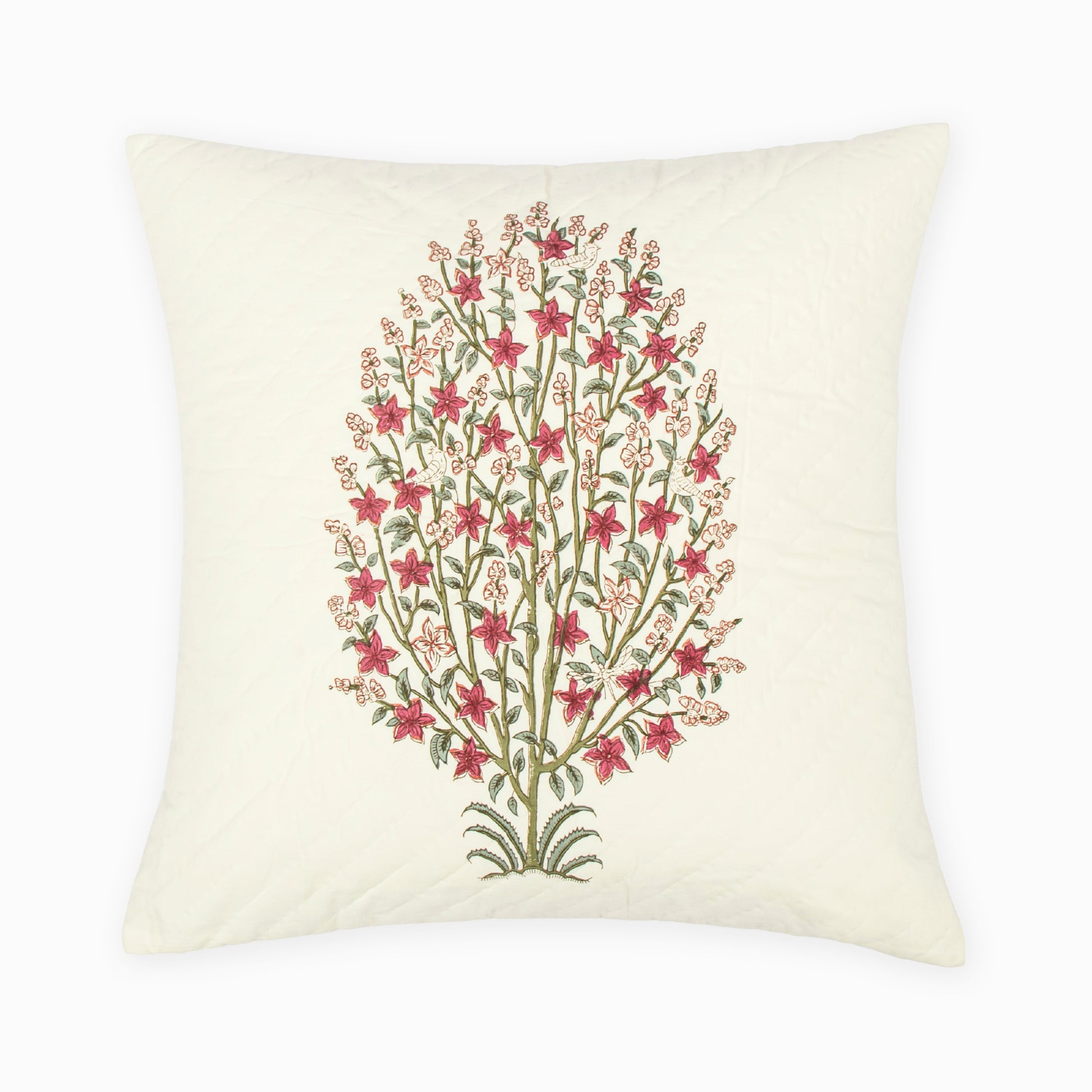 Cerise Block Printed Cushion Cover | Houmn