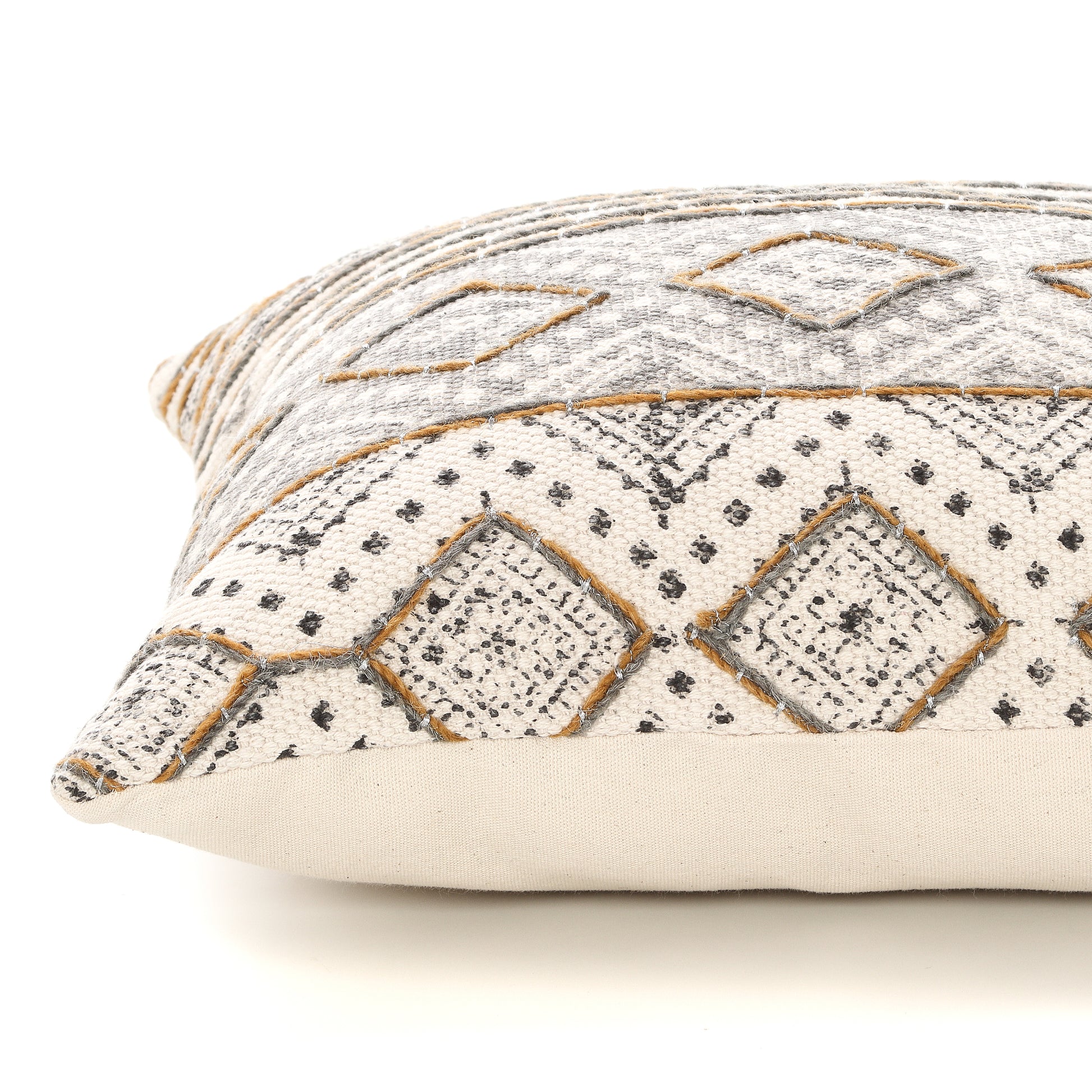 Yore Cotton Printed Cushion Cover with Embroidery | Houmn