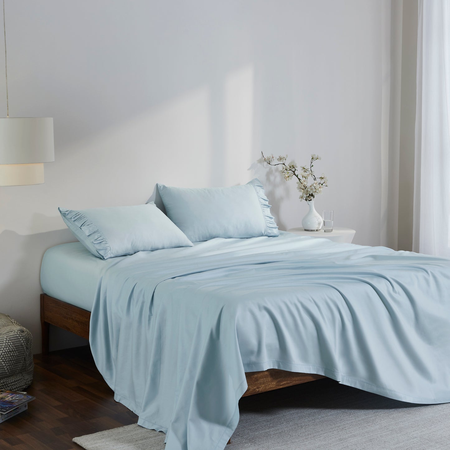 RUFFLE PLAIN BEDSHEET - 400TC