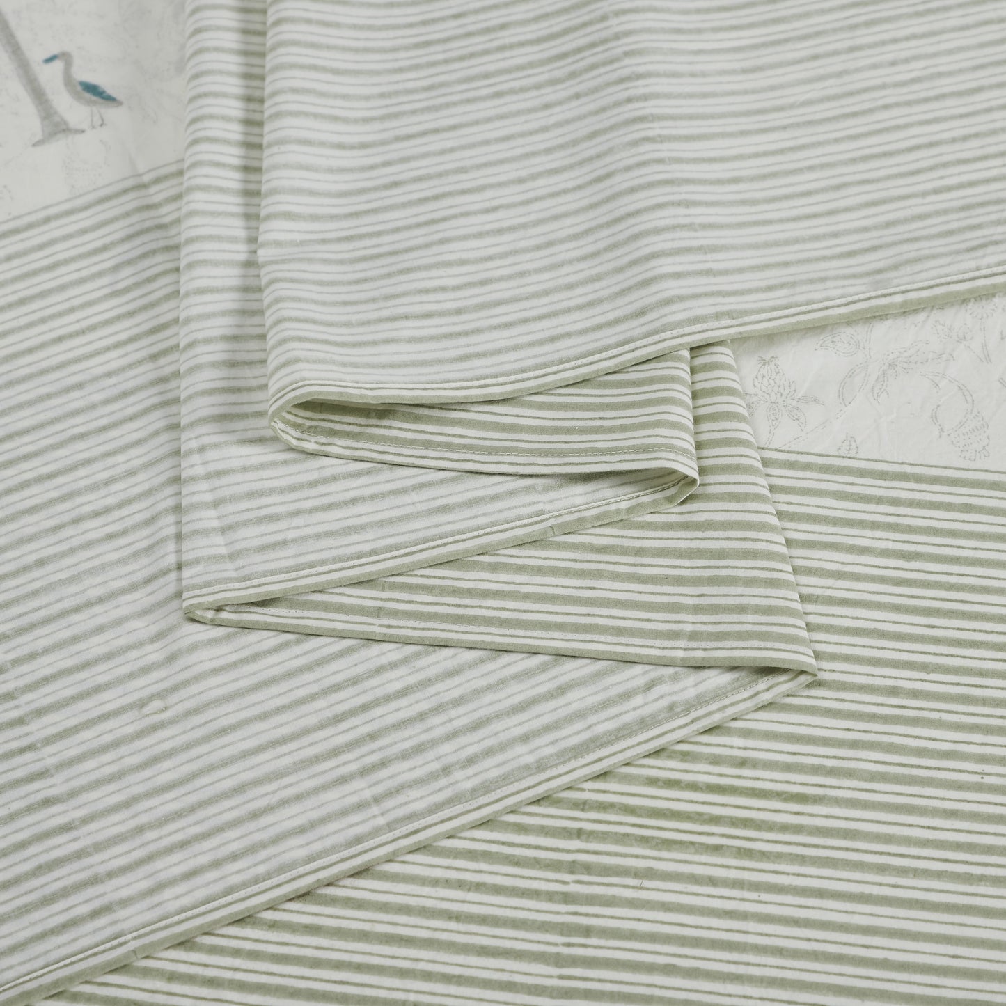 PALM BLOCK PRINTED BEDSHEET SET