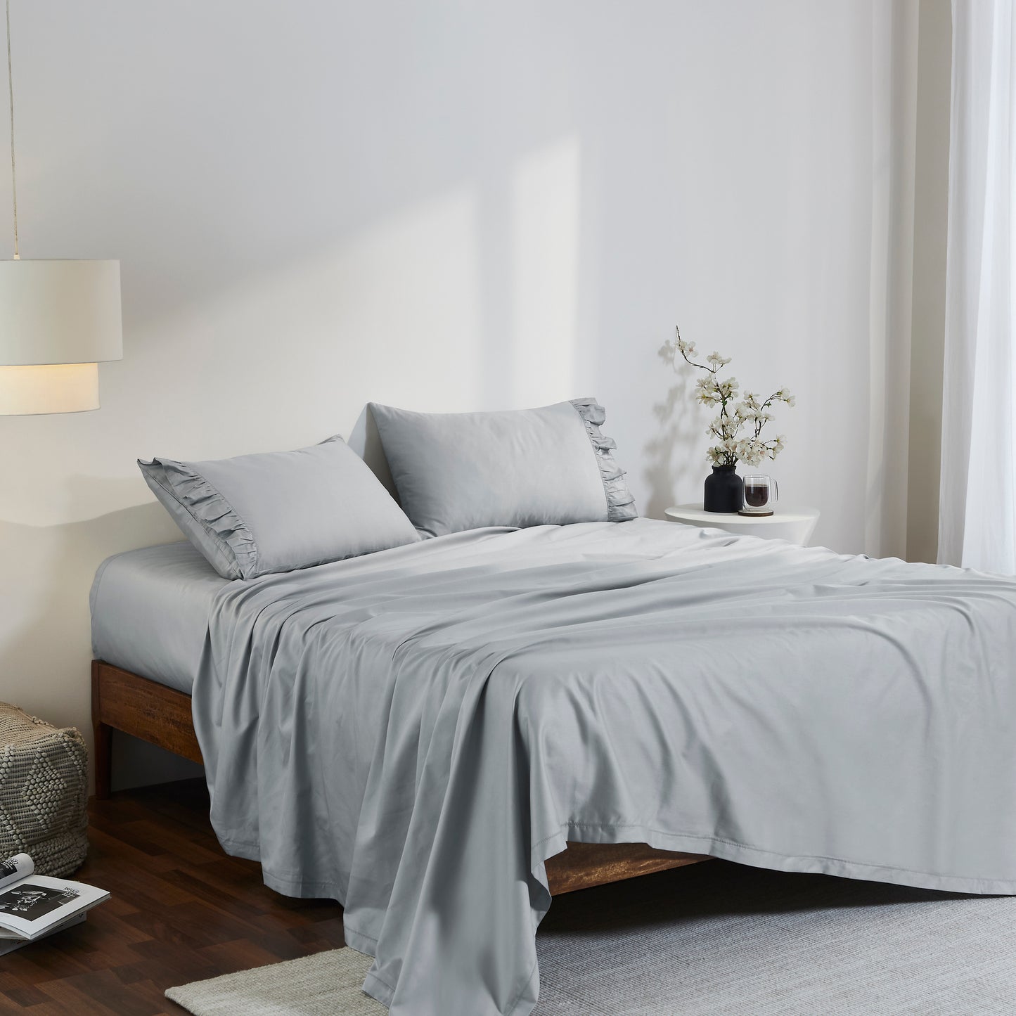 RUFFLE PLAIN BEDSHEET - 400TC