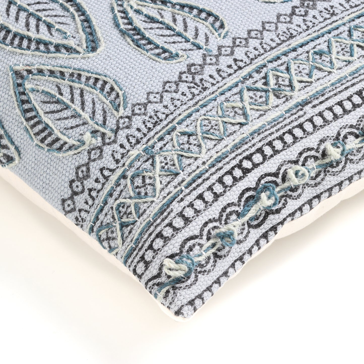 Soul Cotton Printed Cushion Cover with Embroidery | Houmn