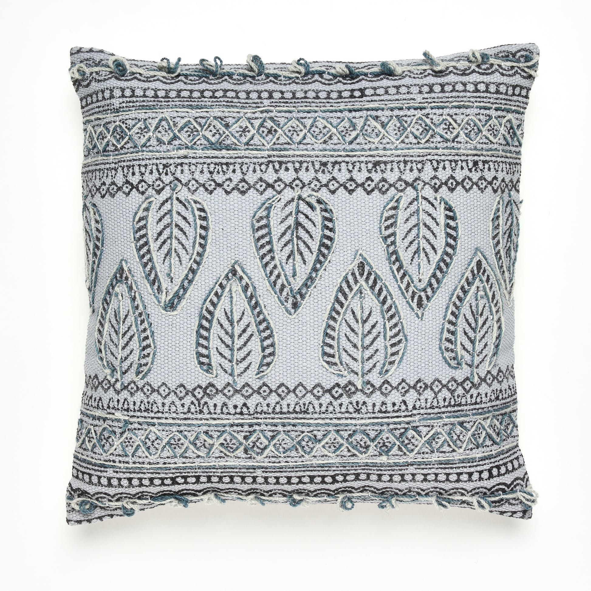 Soul Cotton Printed Cushion Cover with Embroidery | Houmn