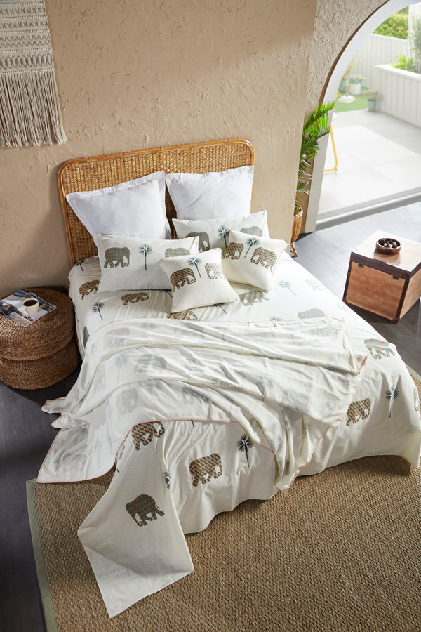 Elephant Block-printed Bedsheet