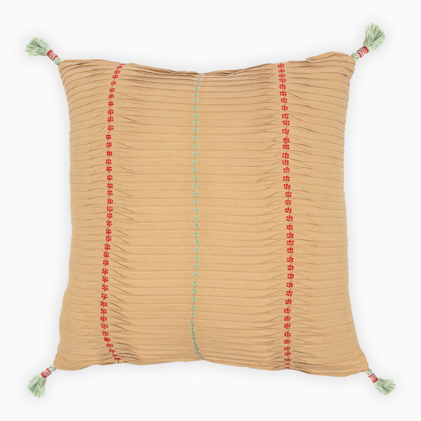 Tyche Embroidered Cushion Cover with Tassels | Houmn