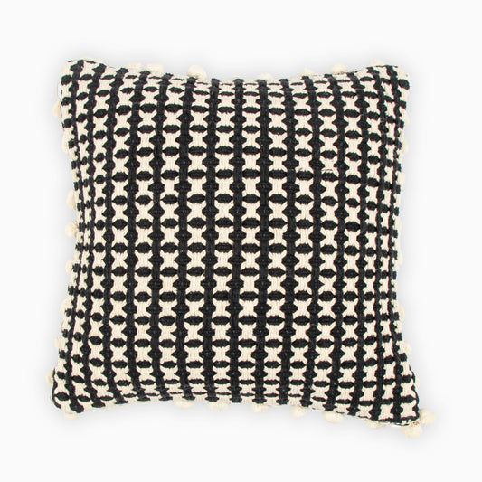 Angela Woven Cushion Cover With Pompom | Houmn