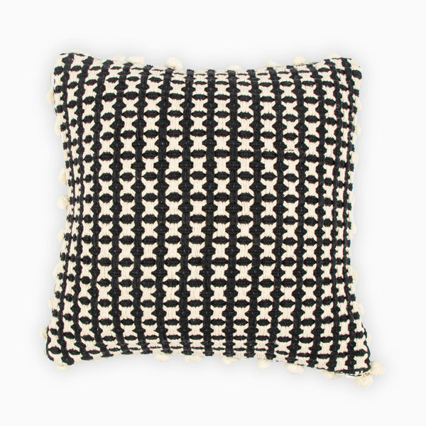 Angela Woven Cushion Cover with Pompom