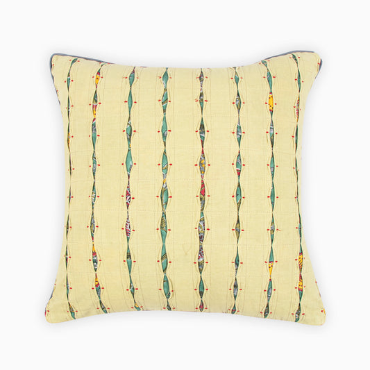 Adonis Embroidered Cushion Cover with Tucks and Cord Piping