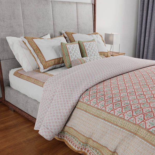 POLLUS BLOCK PRINT BEDDING SET (7 PIECE SET)